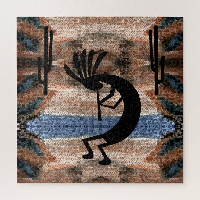 Kokopelli Südwestwüste Mosaik 20" x 20" Puzzle (Vertikal)