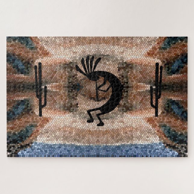 Kokopelli Südwestwüste Mosaik 20" x 30" Puzzle (Horizontal)