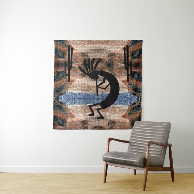 Kokopelli Südwestwüste Mosaik 57 x 47 Wandteppich (Beispiel)