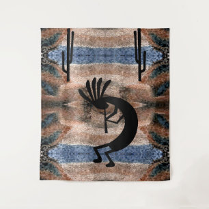 Kokopelli Südwestwüste Mosaik 68 x 80 Wandteppich