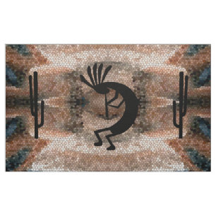 Kokopelli Südwestwüste Mosaik ErdtonDIY Stoff