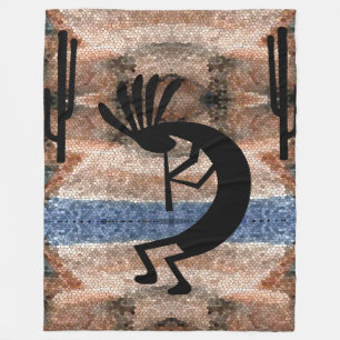Kokopelli Südwestwüste Mosaik Große Fleecedecke