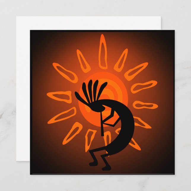 Kokopelli Sun Bronzed Sunset Flat Card (Vorne/Hinten)