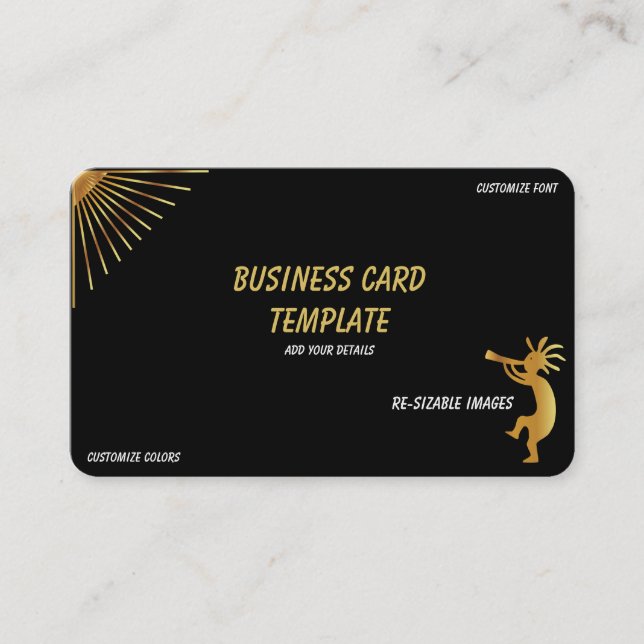 Kokopelli Sun Metallic Southwestern Business Card Visitenkarte (Vorderseite)