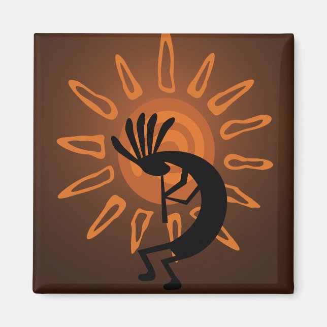 Kokopelli Sun Southwest Rustic Brown Magnet (Vorne)