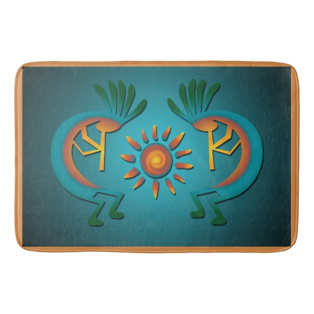 Kokopelli Sun Southwest Türkise Bath Mat Badematte (Vorderseite)