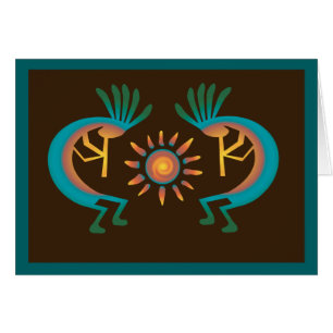 Kokopelli Sun Southwest Türkise Brown Card