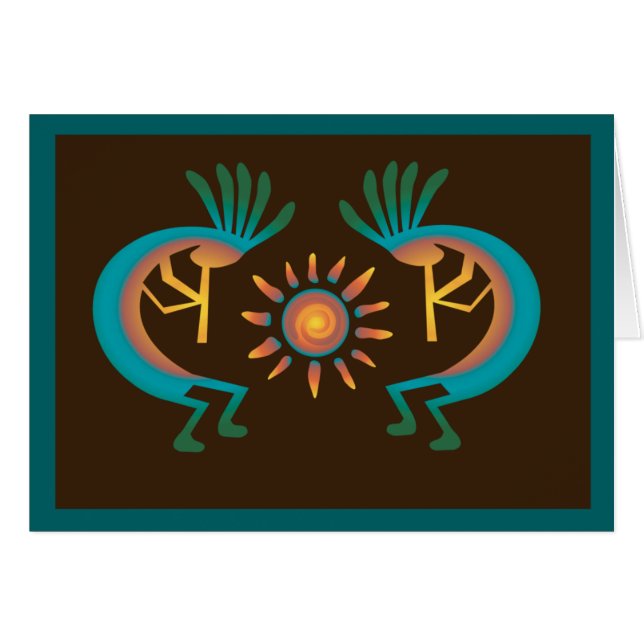 Kokopelli Sun Southwest Türkise Brown Card (Vorderseite (Horizontal))