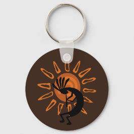 Kokopelli Sun Südwest Rustic Brown Schlüsselanhäng Schlüsselanhänger