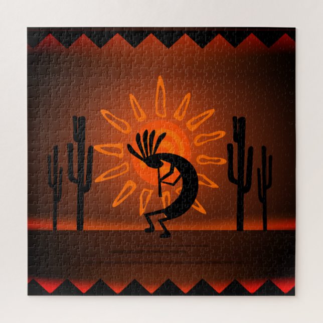 Kokopelli Sun Sunset Landschaft 20" x 20" Puzzle (Vertikal)