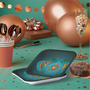 Kokopelli Sun Turquoise 7" Quadratpapiere Teller