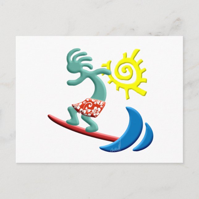 Kokopelli Surfing Postkarte (Vorderseite)