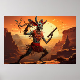 Kokopelli tanzt an Cliff Edge Poster