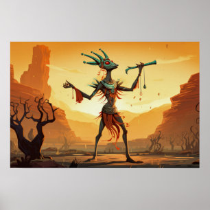 Kokopelli tanzt auf dem Canyon Floor Poster