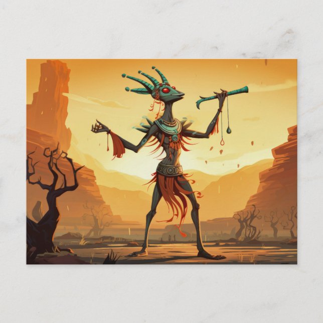 Kokopelli tanzt auf dem Canyon Floor Postkarte (Vorderseite)