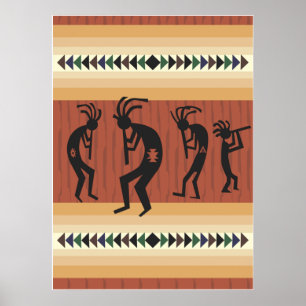 Kokopelli Tribal Print Poster