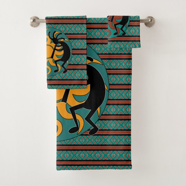 Kokopelli Tribal Sun Southwest Badhandtuch Set (Insitu)