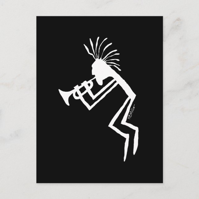 Kokopelli Trumpet Player Petroglyph Postkarte (Vorderseite)