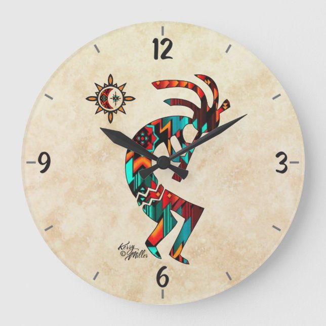 Kokopelli-Uhr Große Wanduhr (Vorderseite)