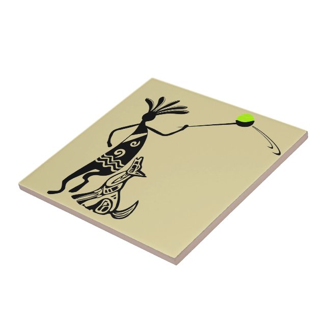 Kokopelli und Hund Fliese (Seite)