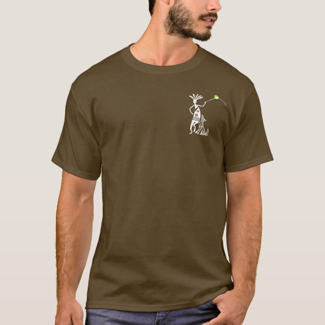 Kokopelli und Hund T-Shirt (Vorderseite)