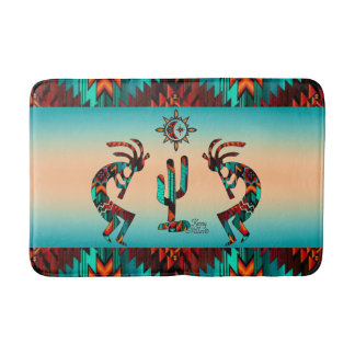 Kokopelli und Kakteen Badematte