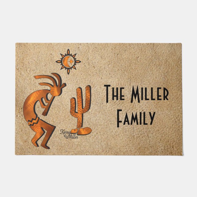 Kokopelli und Kakteen Empfang Fußmatte (Vorderseite)