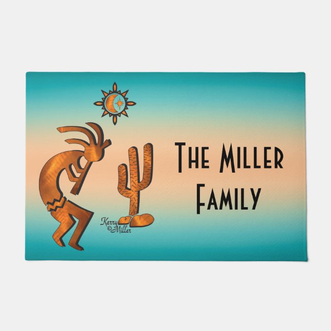 Kokopelli und Kakteen Empfang Fußmatte (Vorderseite)