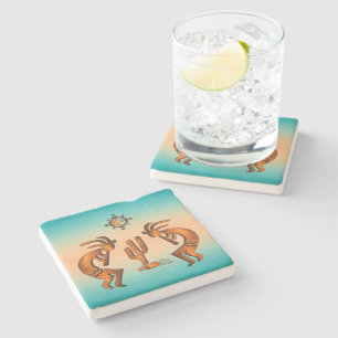 Kokopelli und Kakteen Steinuntersetzer