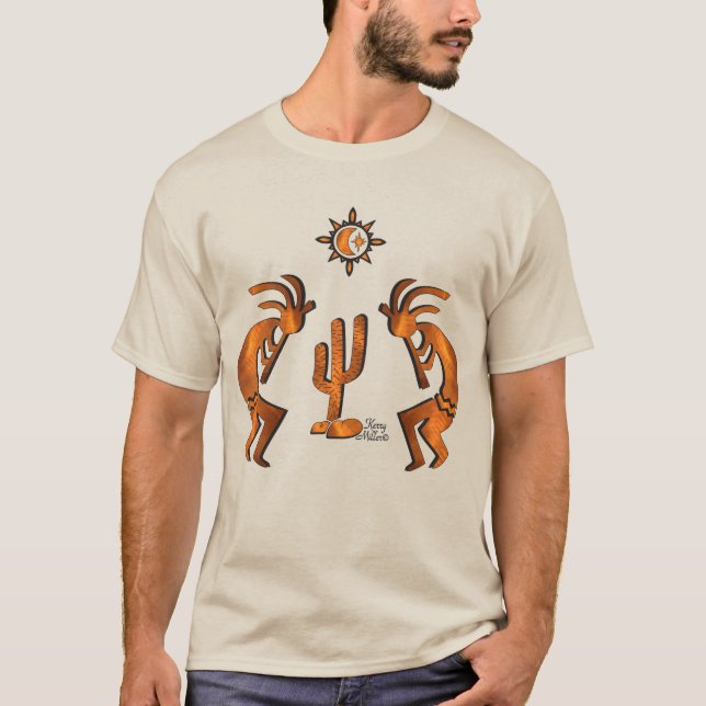 Kokopelli und Kakteen T-Shirt (Vorderseite)