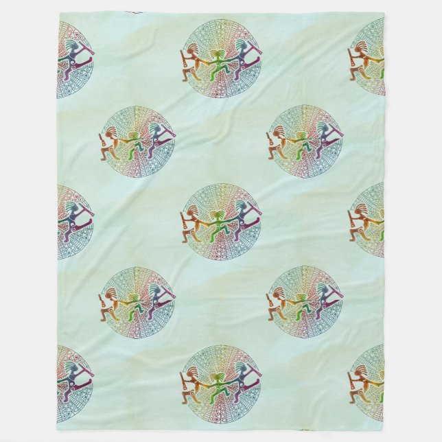 Kokopelli - Ureinwohner Amerikas - nahtloses Muste Fleecedecke (Vorderseite)