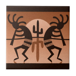 Kokopelli Wüste Sun Cactus Southwest Keramik Tile Fliese