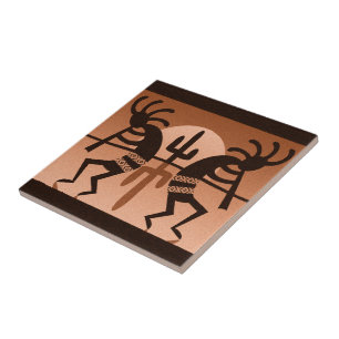 Kokopelli Wüste Sun Cactus Southwest Keramik Tile Fliese