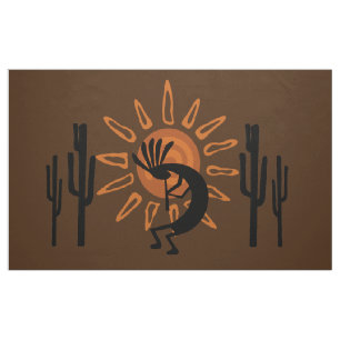 Kokopelli Wüste Sun Südwest Rustikale Braundecke Stoff