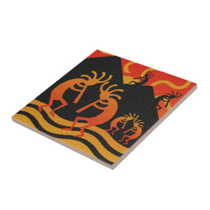 Kokopelli Wüsten-Sonnenuntergang-Südwesten Fliese