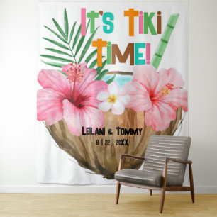 Kokos-Cocktail Tropische Tiki-Hochzeitsparty für P Wandteppich