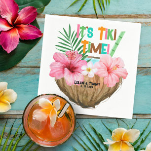 Kokos-Cocktail Tropische Tiki-Paare-Spritzparty Serviette