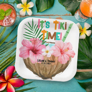 Kokos-Cocktail Tropische Tiki-Party Pappteller