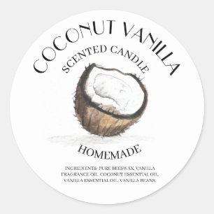Kokos-Vanille-Hausgemachte-Zutaten-Typografie Runder Aufkleber