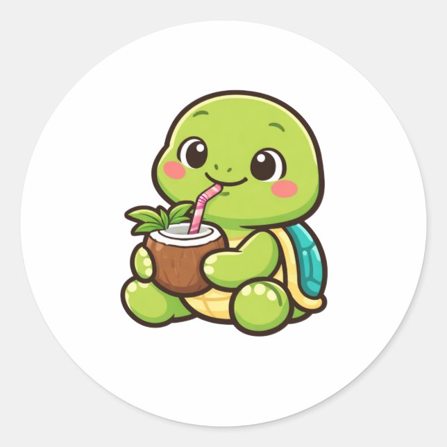 Kokosgetränk Kalt Runder Aufkleber (Vorderseite)