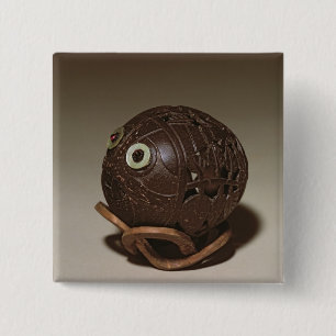 Kokosnuss gemeißelt in ein Gesicht, c.1895 Button