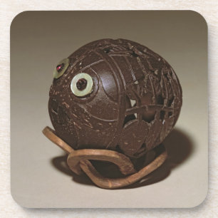 Kokosnuss gemeißelt in ein Gesicht, c.1895 Getränkeuntersetzer