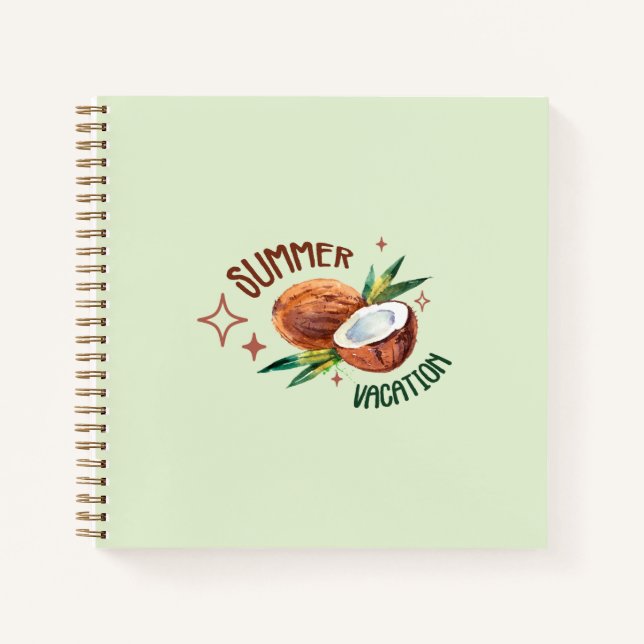 Kokosnuss minimal tropisches ästhetisches Sommer Notizbuch (Vorderseite)