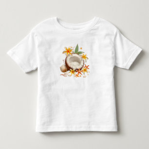 Kokosnuss mit Blume und Muscheln Kleinkind T-shirt