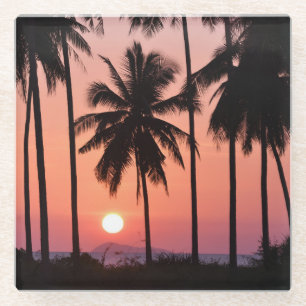 Kokosnuss-Palme-Landschaft Glasuntersetzer