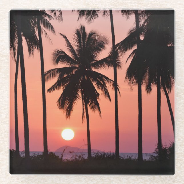 Kokosnuss-Palme-Landschaft Glasuntersetzer (Vorderseite)
