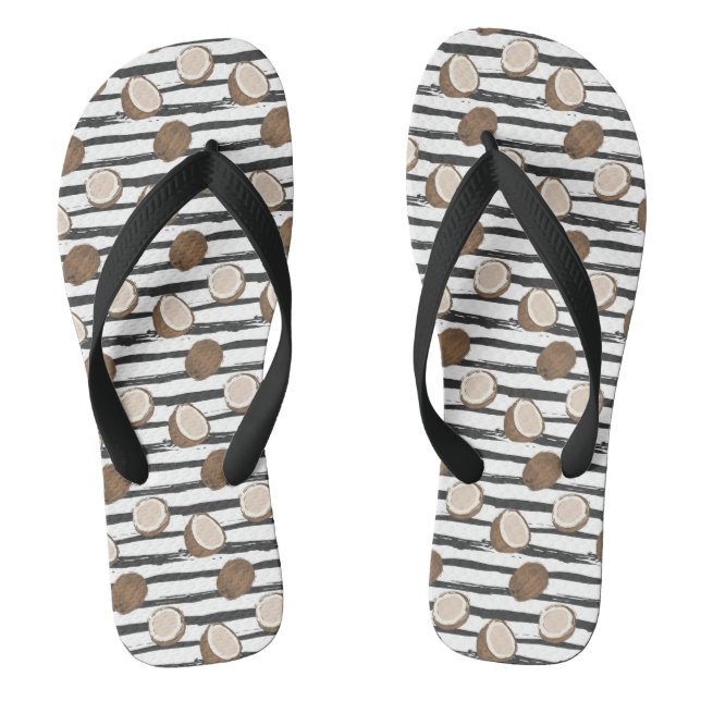 Kokosnüsse auf Grunge Streifen Muster Flip Flops (Fußbett)