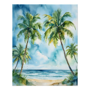 Kokospalmen Aquarellbilder Poster