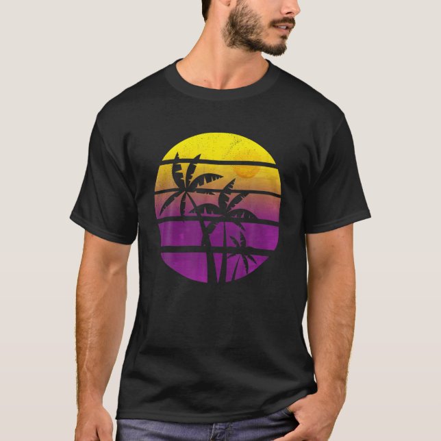 Kokospalmen Bäume Sommerurlaub Strand tropisch T-Shirt (Vorderseite)