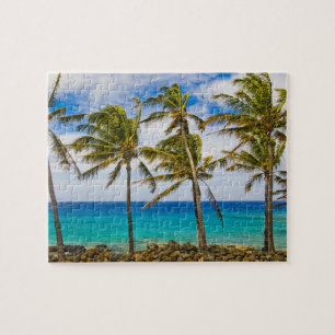 Kokospalmen (Cocos nucifera) schwanken in Puzzle